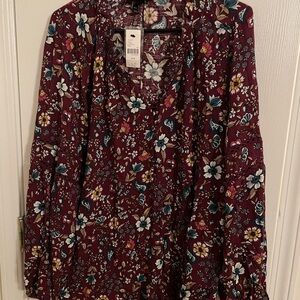 Lane Bryant Burgundy Floral Top